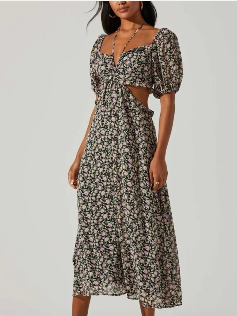 ASTR the Label Ruffle Cutout Midi Dress Size Medium